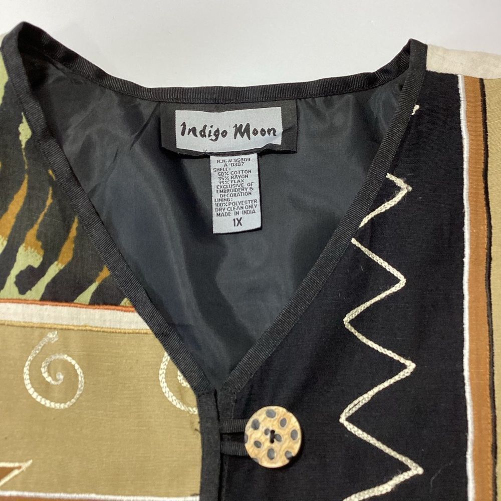 Indigo Moon Blazer Multicolor Patchwork Brown Bla… - image 3